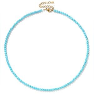14K GOLD PLATED Turquoise Gemstone Tennis Necklace Choker